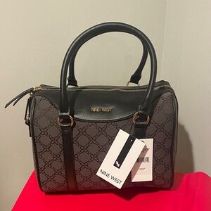 Nine West Black and Gray Patterned Satchel